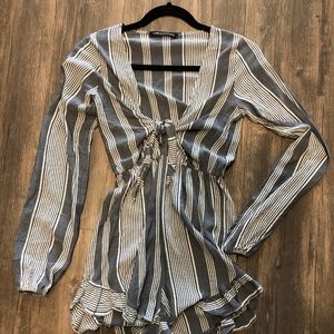 Striped Tie Front Romper
